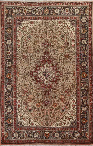Geometric Wool Tabriz Persian Area Rug 7x10