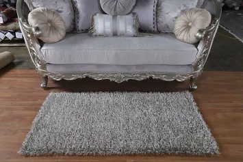 Silver Gray Plush Shaggy Accent Rug 3x5