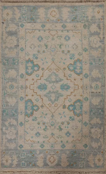 Geometric Oushak Turkish Wool Rug 2x3
