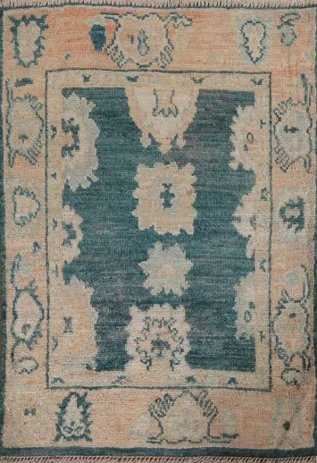 Geometric Wool Oushak Oriental Rug 2x3