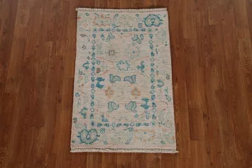 Muted Geometric Wool Oushak Oriental Rug 2x3
