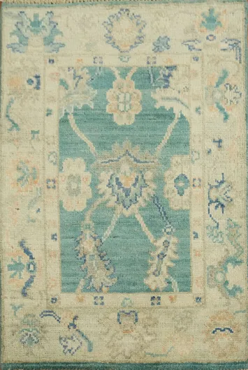 Aqua Blue Oushak Turkish Accent Rug 2x3