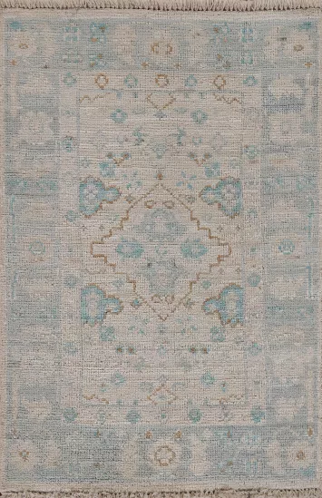 Geometric Oushak Turkish Wool Rug 2x3