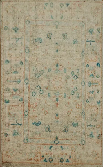 Muted Geometric Oushak Oriental Area Rug 2x3