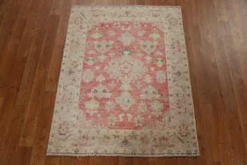 Muted Oushak Geometric Oriental Area Rug 3x4
