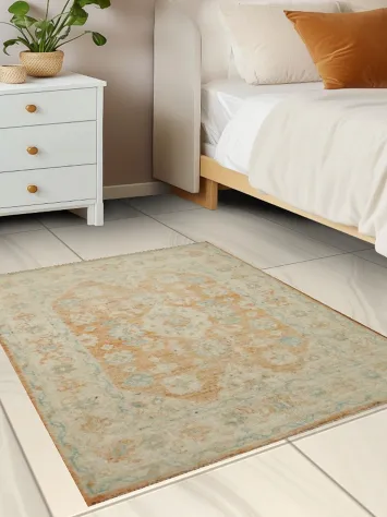 Muted Oushak Turkish Wool Rug 3x4