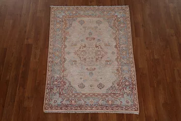 Geometric Oushak Turkish Wool Rug 3x4