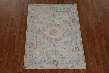 Geometric Oushak Turkish Wool Rug 3x4