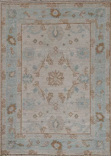Geometric Oushak Turkish Wool Rug 3x4