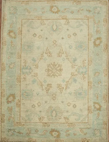 Geometric Oushak Turkish Wool Rug 3x4
