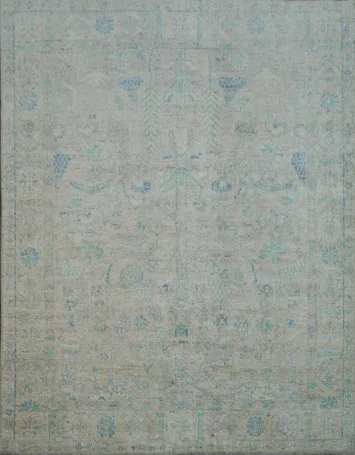 High-Quality Beige Rug with Timeless Blue Accents and Patterns 4x5