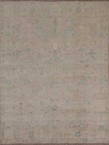 Vegetable Dye Oushak Turkish Area Rug 4x5