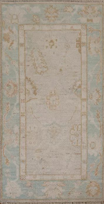 Hand-Knotted Oushak Turkish Wool Rug 2x4