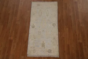 Hand-Knotted Oushak Turkish Wool Rug 2x4