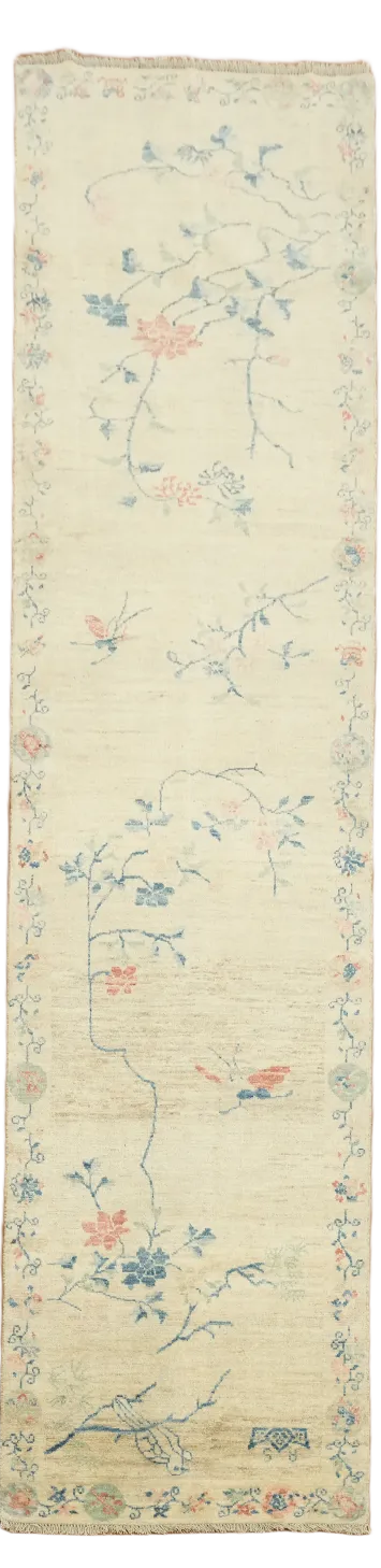 Pastel Tones and Floral Motifs in an Artistic Vintage Style Runner 3'x12'