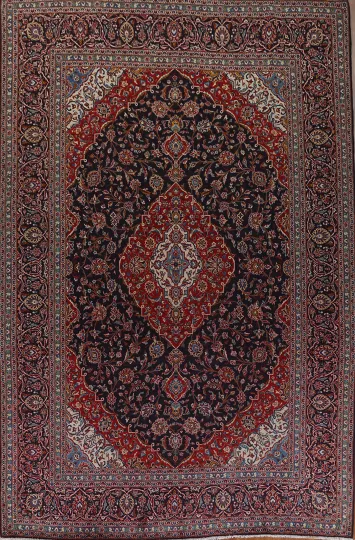 Vintage Wool Kashan Persian Area Rug 10x13