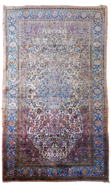100% Silk Pre-1900 Antique Kashan Mohtasham Persian Rug 4x7