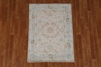 Vegetable Dye Oushak Turkish Wool Rug 3x4