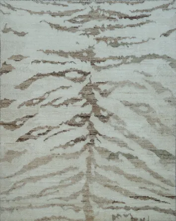 Vegetable Dye Abstract Turkish Area Rug 4x5