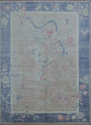 Vegetable Dye Art Deco Oriental Area Rug 5x7