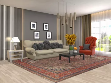 Vintage Wool Sarouk Persian Area Rug 9x13