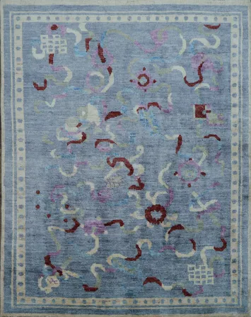 Vegetable Dye Art Deco Oriental Area Rug 4x5