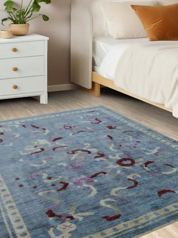 Vegetable Dye Art Deco Oriental Area Rug 4x5