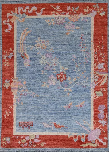 Vegetable Dye Art Deco Oriental Area Rug 5x7