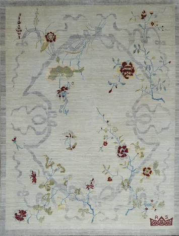 Vegetable Dye Art Deco Oriental Area Rug 9x12