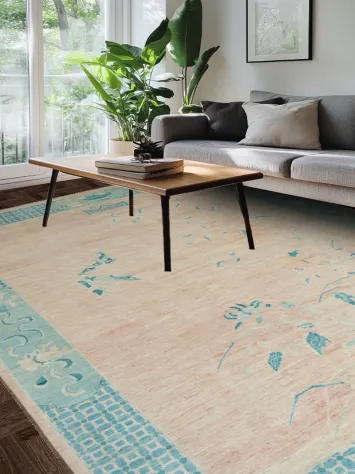 Vegetable Dye Art Deco Oriental Area Rug 9x12