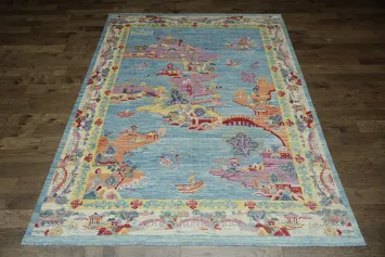 Vegetable Dye Art Deco Oriental Area Rug 9x12