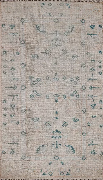 Vegetable Dye Oushak Turkish Wool Rug 2x4