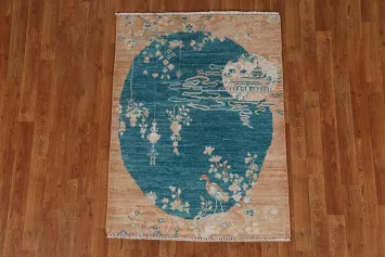 Vegetable Dye Oushak Turkish Wool Rug 3x4