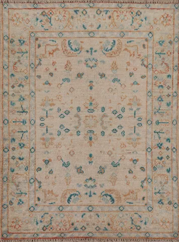 Vegetable Dye Oushak Turkish Wool Rug 3x4