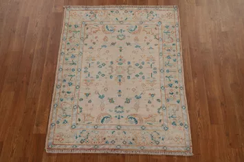 Vegetable Dye Oushak Turkish Wool Rug 3x4
