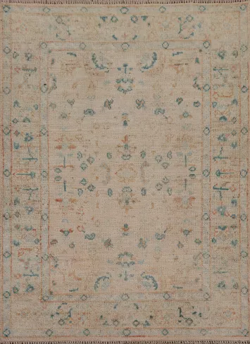 Vegetable Dye Oushak Turkish Wool Rug 3x4