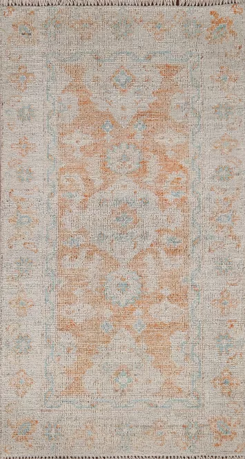 Vegetable Dye Hand-Knotted Oushak Oriental Rug 2x4
