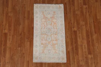 Vegetable Dye Hand-Knotted Oushak Oriental Rug 2x4