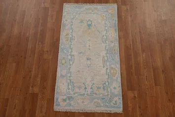 Vegetable Dye Oushak Turkish Wool Rug 2x4