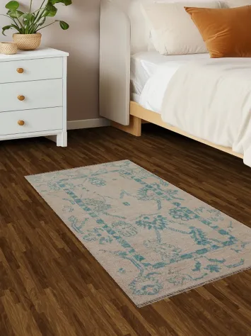 Muted Oushak Oriental Wool Rug 2x4