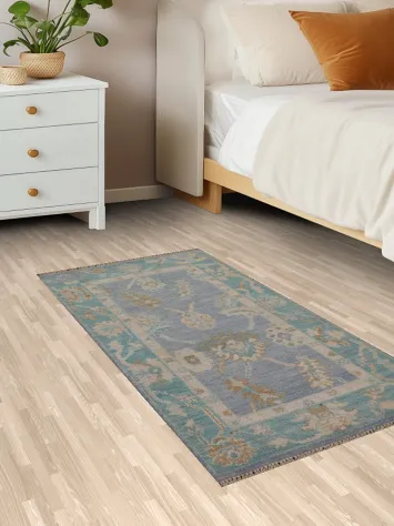 Geometric Oushak Oriental Wool Rug 2x4