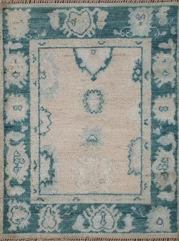 Geometric Oushak Oriental Wool Rug 2x3