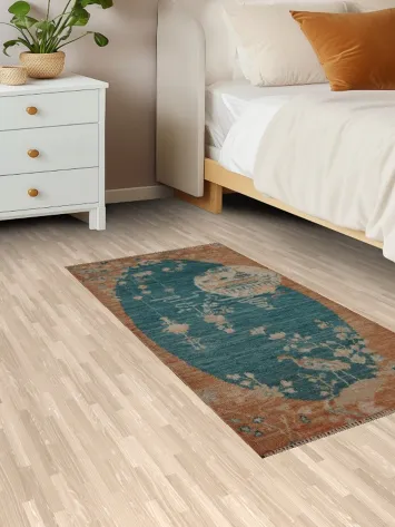 Animal Pictorial Oushak Turkish Wool Rug 2x4