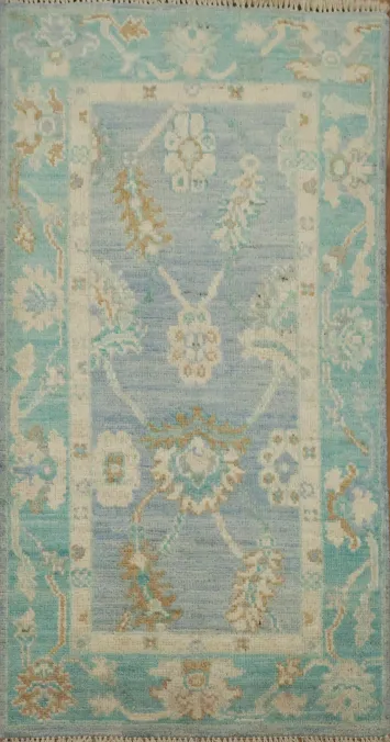 Floral Wool Oushak Oriental Rug 2x4