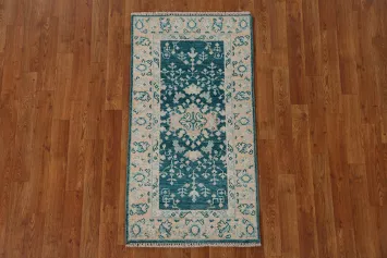 Teal Green Oushak Oriental Wool Rug 2x4