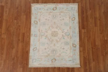 Geometric Wool Oushak Turkish Area Rug 3x4