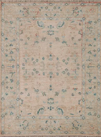 Hand-Knotted Oushak Turkish Area Rug 3x4
