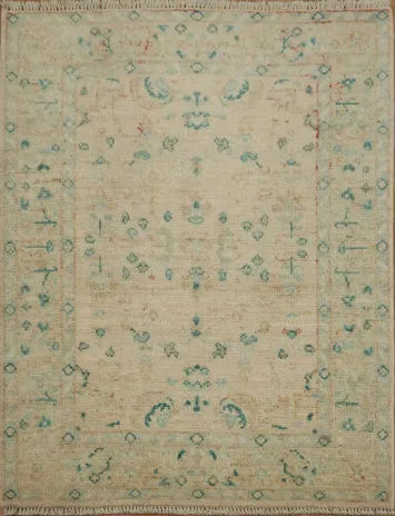 Hand-Knotted Oushak Turkish Area Rug 3x4