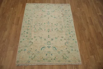 Hand-Knotted Oushak Turkish Area Rug 3x4