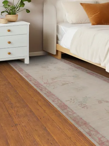 Vegetable Dye Oushak Turkish Runner Rug 3x12